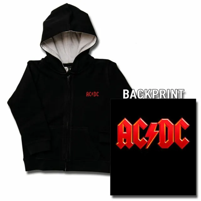 AC/DC Logo Kids Zipped Hoodie Youth Hooded Sweatshirt Boys / Girls Hoodie