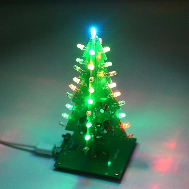 DIY 3D LED Flashing Christmas Tree Circuit Kit Glitter Electronic ...