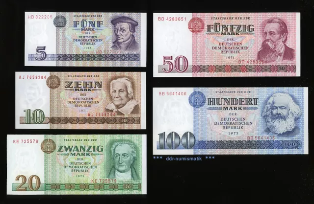 Satz 1971-75 DDR__5-100 Mark *** UNC./ KASSENFRISCH !