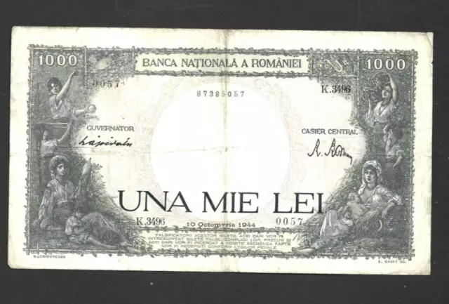 1000 Lei  Fine Banknote From Romania 1944  Pick-52