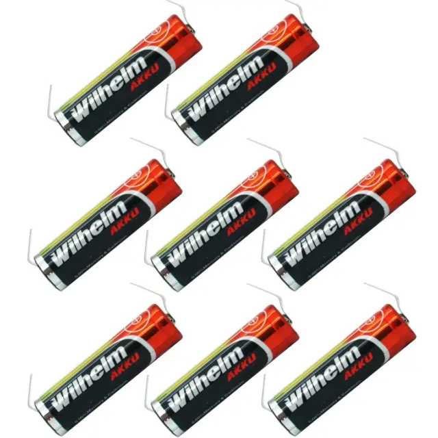 8 x Lithium Ionen Akku Wilhelm 3,7 V LÖTFAHNE U Form 800 mAh Typ 14500 Li Ion AA