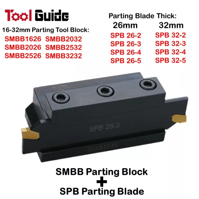 16-32mm SMBB Parting Off Block Holder, SPB 26-32mm Grooving Blade, SP300 Insert