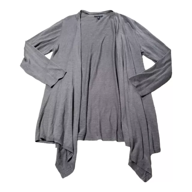 Eileen Fisher Silk Linen Knit Cardigan Sweater Women's L Gray Long Sleeve Open