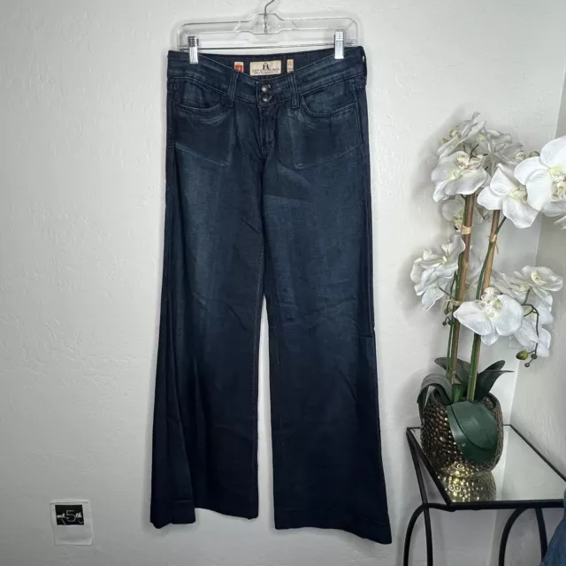 Vintage Y2K Juicy Couture Womens Wide Leg Flare Jeans Low Rise Blue Denim 27