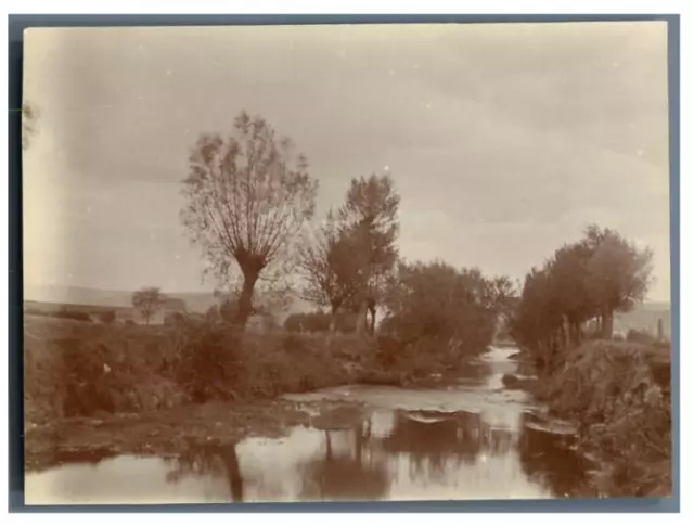 France, Paysage avec un ruisseau  Vintage citrate print.  Tirage citrate  9x