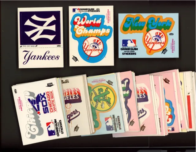 1978 Fleer Grand Slam Hi-Gloss Stickers Lot of 99 World Series Puzzle Back *6609