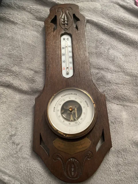 Wand Thermometer Barometer aus Holz verziert