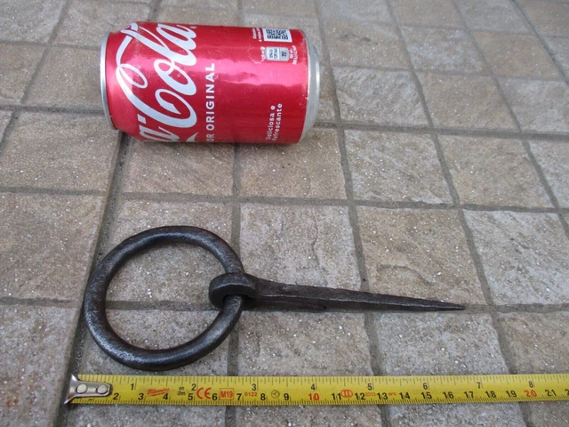 Antique Wrought Iron Nice Tethering Ring on Pin Game Hook Old Wall Hardware