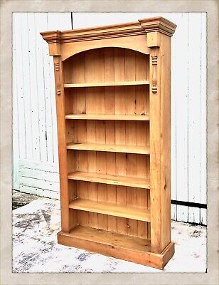 Lovely Vintage Carved Wooden Pine Bookcase Lounge Kitchen Office Conservatory GC 2