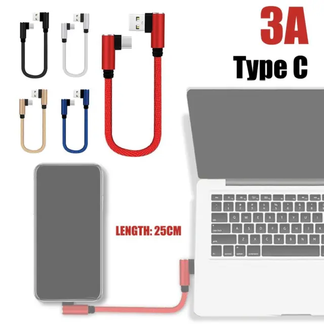 Câble charge USB Type C court 25 cm 90 degrés Câble chargeur téléphone USB- L8K9