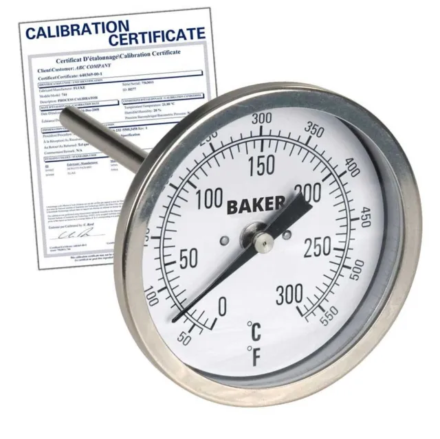 Baker T3004-550 Bimetal Thermometer, 50 to 550&deg;F (0 to 300&deg;C),