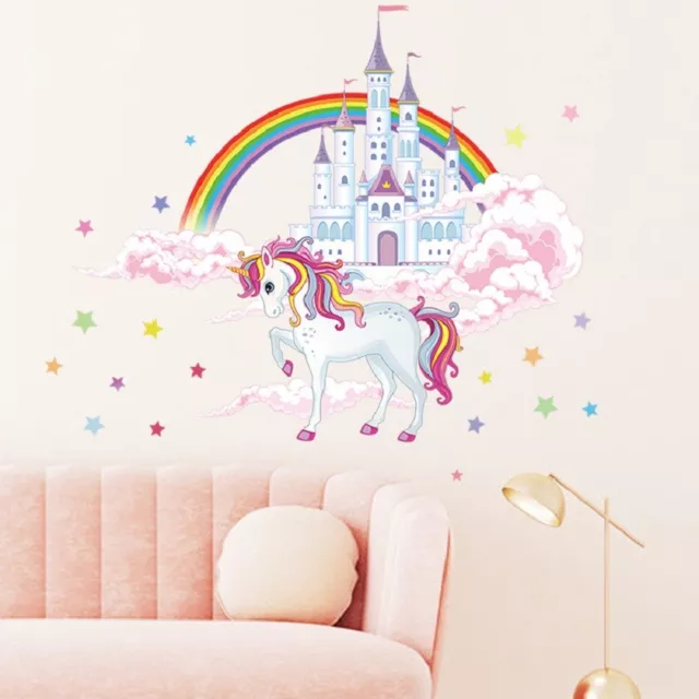 Wandtattoo Wandaufkleber Einhorn Schloß Kinderzimmer Babyzimmer Dekor Mädchen