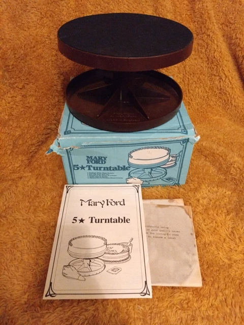 Tocadiscos giratorio para decoración de pasteles Mary Ford con caja e instrucciones DE COLECCIÓN