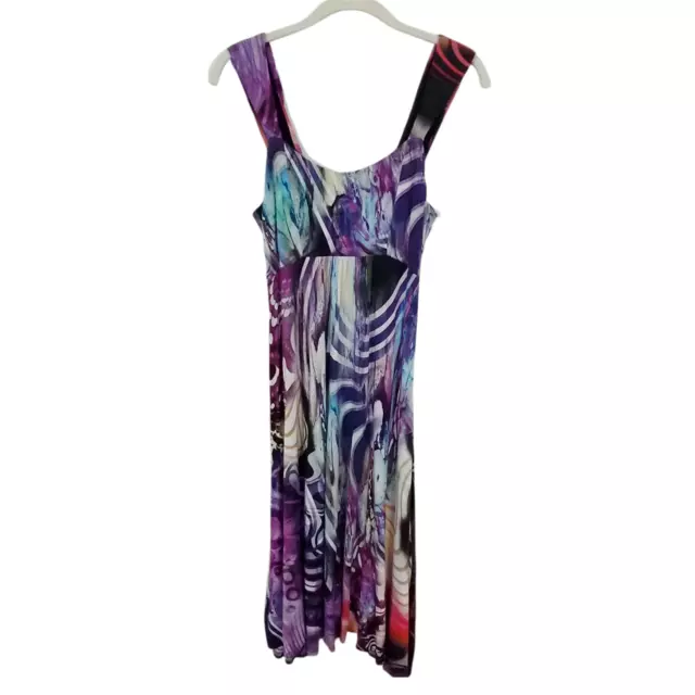 Elana Kattan Abstract Floral Fit & Flare Dress Size Small Made In USA Sleeveless