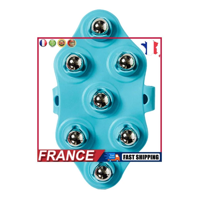 Hand Held Body Massager 7-Ball Massage Glove for Back Neck Foot (Blue) fr