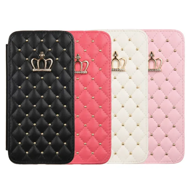 For iPhone 13 Pro Max 13 mini Crown Leather Card Wallet Stand Flip Case Cover