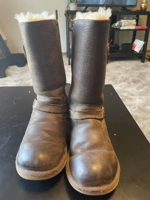 UGG Australia KENSINGTON 5678 Double Buckle Boots Black Youth Size US 2