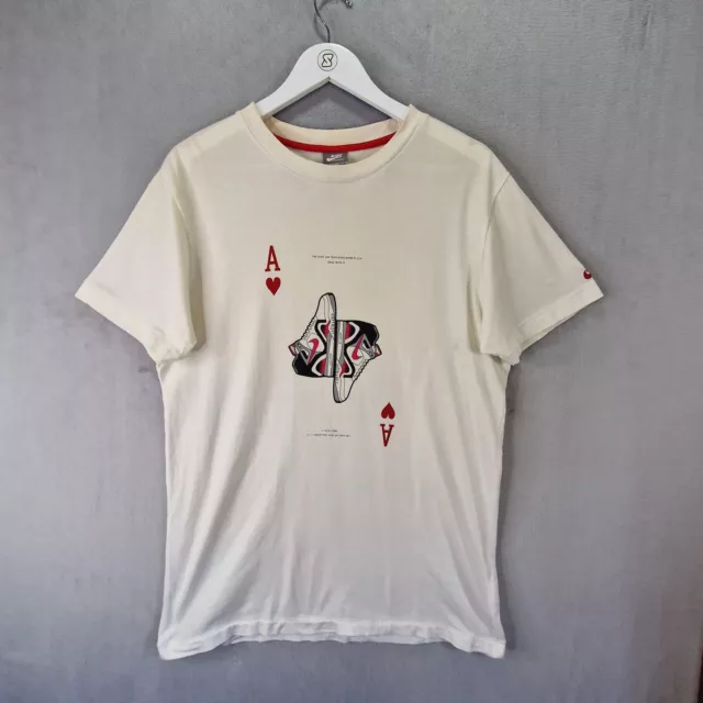 Nike T-Shirt Herren groß cremefarben Vintage Y2k Air Tech Challenge Ace of Hearts T-Shirt