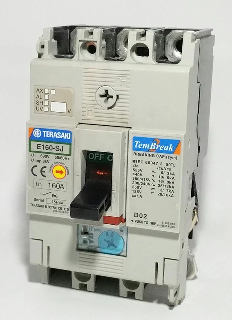 Terasaki E160-SJ 40amp 16ka Triple Pole MCCB TemBreak Damaged Case