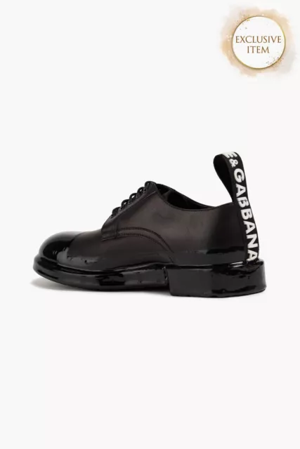 RRP€808 DOLCE & GABBANA Leather Derby Shoes US6 UK5 EU39 Dipped Sole Logo