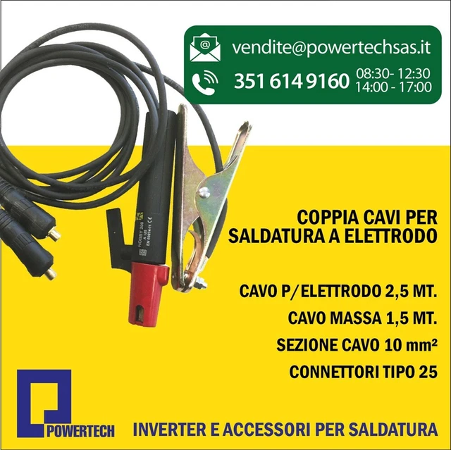 Coppia cavi per  saldatura a elettrodo sezione 10 mmq