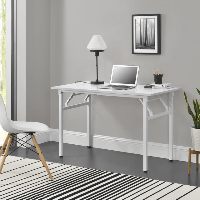neu.haus Table Pliante Table Cuisine Hauteur réglable 4 Personnes Blanc
