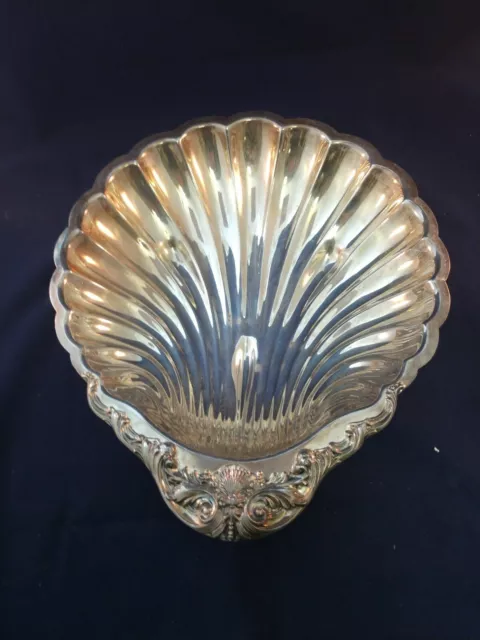 Vintage Ornate Shell Shaped F.B. Rogers 1830 Silver Plate Huge Serving Bowl 16"