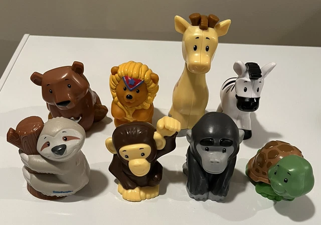 Lot of 8 Fisher Price Little People Jungle Safari Animals Giraffe Lion & More