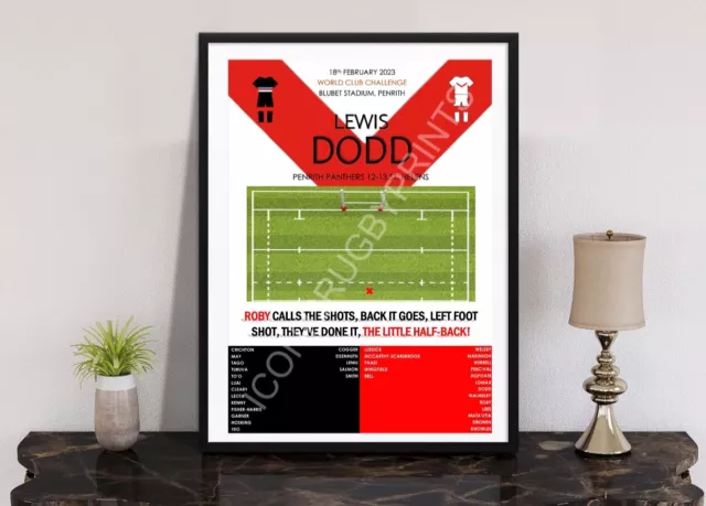 Framed 12”x8” Rugby League Print - Lewis Dodd World Club Challenge St. Helens 