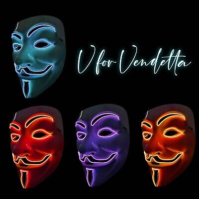 SOUTHSKY LED Maschera Vendetta Maschera El Wire Light Up for Halloween Costume Cosplay Party V-Red 