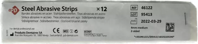 PD DENTAL Acero Lija Tiras Grano Medio 4mm Grosor 0,20 Revetemenhy 46122