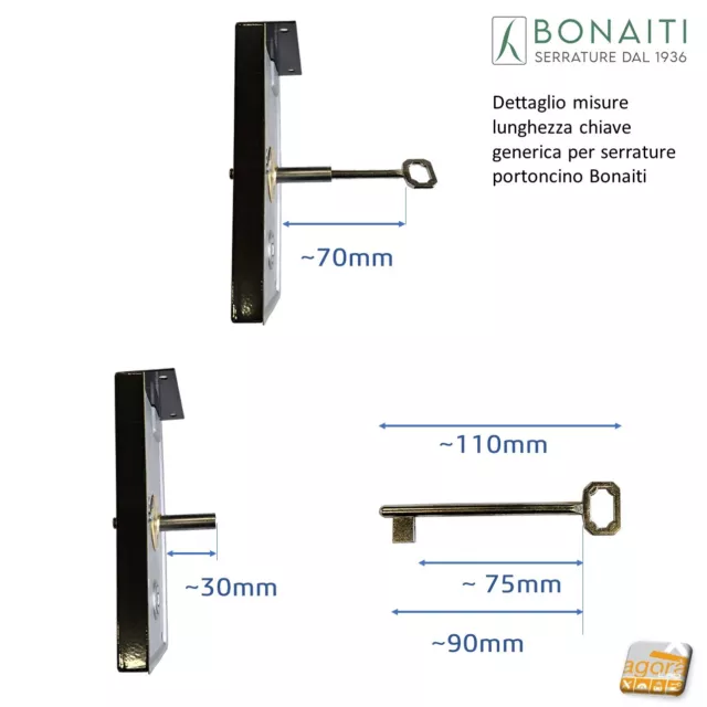 Serratura da applicare porte antiche BONAITI art.187 portoncino L140 bronzo 3