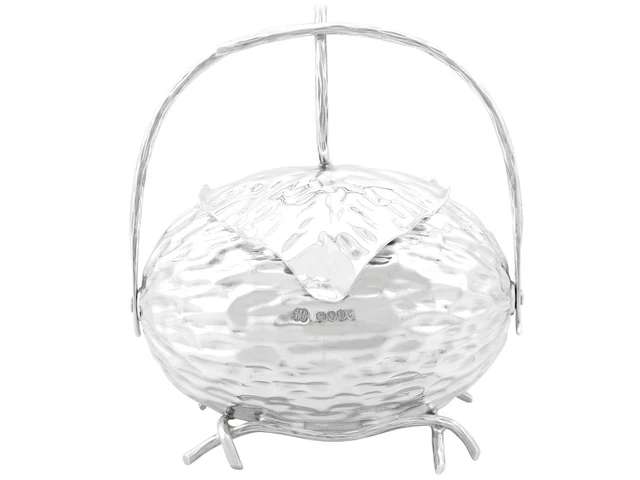 Antico caddy/scatola tè argento sterling vittoriano 1889