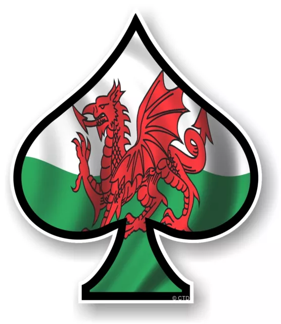 ACE OF SPADES With Welsh Wales CYMRU Flag Vinyl Car Truck Helmet Sticker decal