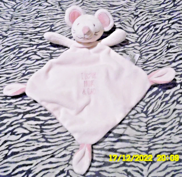 💗 Doudou Nicotoy Simba Toys Souris Rose I Love Mum & Dad Plat Losange 33Cm Neuf