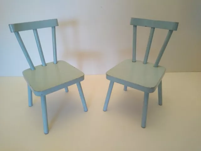 Two small wooden dolls chairs made in England by ESCOR. Rare Vintage 1940s