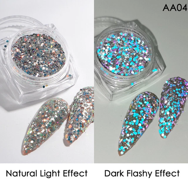 Sparkly riflettente olografico glitter polvere fiocchi decorazione nail art -desi