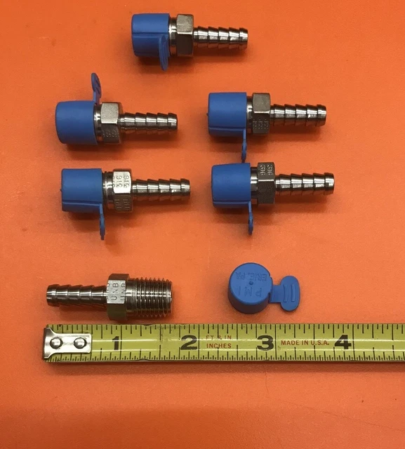 6-Fastenal (SKU # 426199) 1/4" Hose x 1/4" Male NPT Stainless Steel Hose Barb