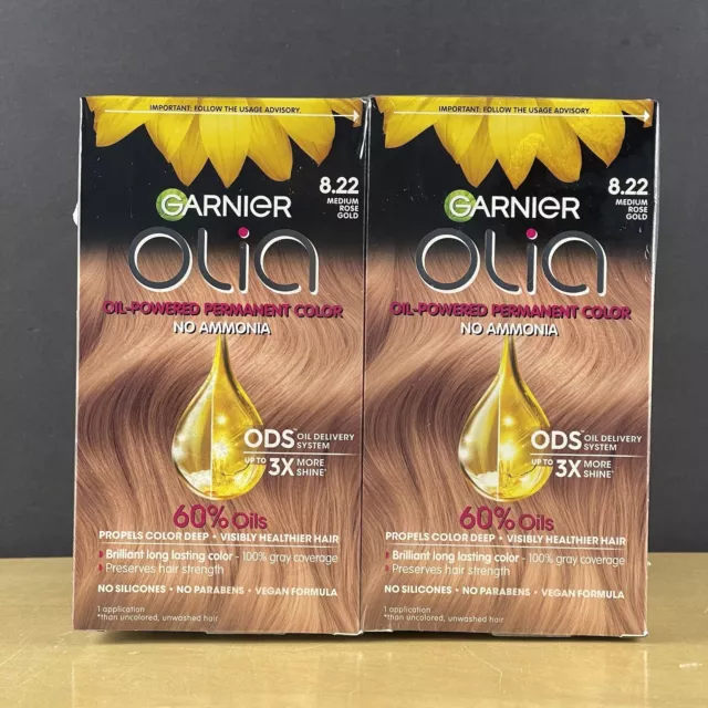 Garnier Olia Medium Rose Gold 8.22 Oil-Powered No Ammonia Permanent Hair Color