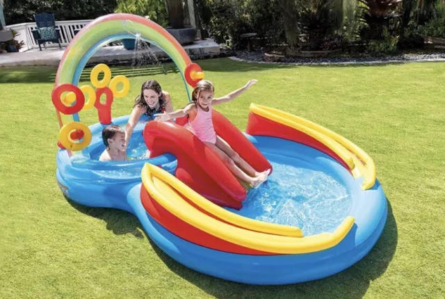 Intex Rainbow Ring Play Center Kids Installation Pool Paddling Pool 297x193x135cm