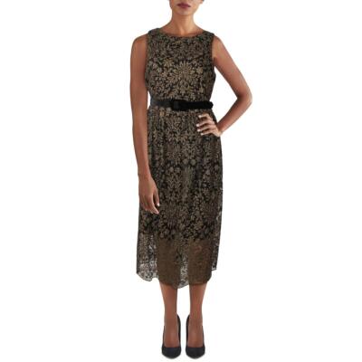 Lauren Ralph Lauren Womens Metallic Midi Cocktail and Party Dress BHFO 4301