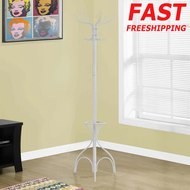 Coat Rack Hall Tree Free Standing 12 Hooks Entryway Umbrella Holder Bedroom New