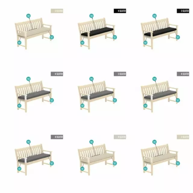 Outdoor 2 3 4 Seater Bench Pad Waterproof Fabric Garden Furniture Seat Cushion