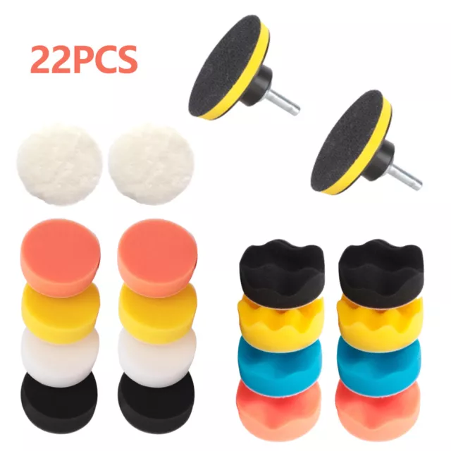 22 Car Polisher Gross Polishing Pads for Drill Sponge Buffer Waxing Buffing Kit