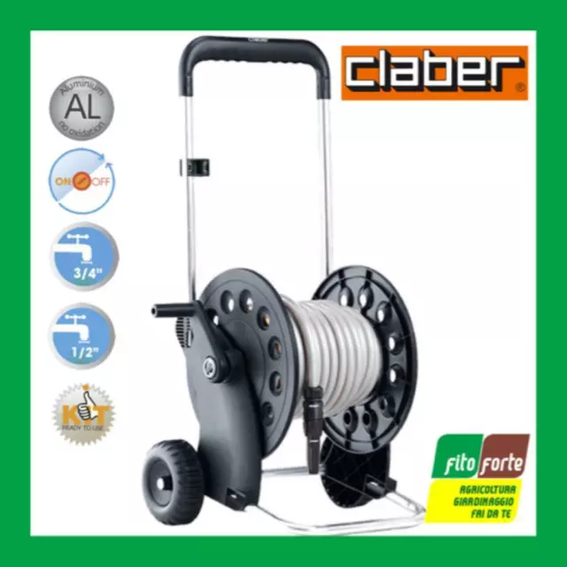 Carrello Avvolgitubo Claber Ecosei Kit Completo Di Tubo 20 Mt 8981 Portatubo