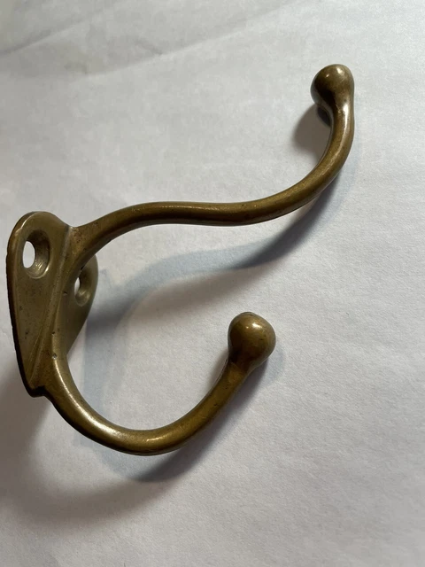 Antique Hand Forged Brass coat hook heart base from 1810 New England Colonial