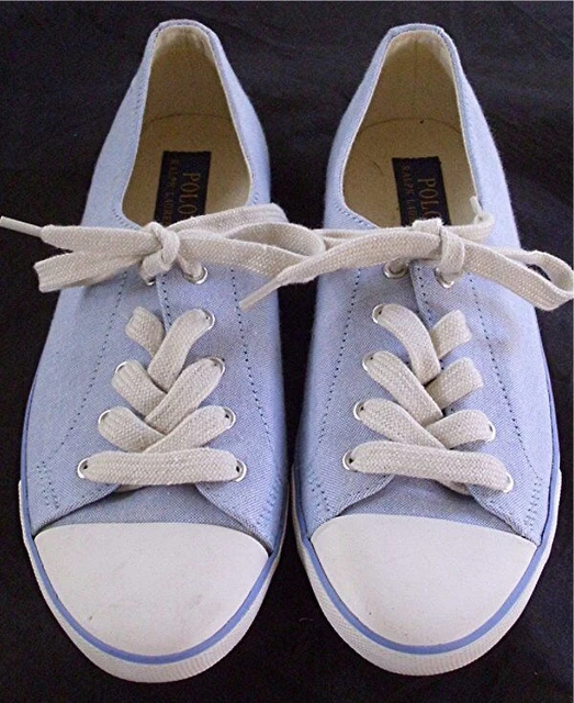 Pr Ralph Lauren Polo Parnell Blue Chambray Low Rise Sneakers Shoes 9B