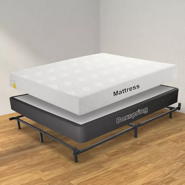 Compack Metal 8.7" Twin/Full/Queen Adjustable Bed Frame Box Spring Mattress Set!