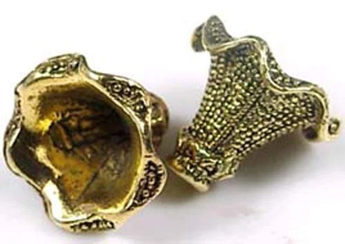 2 Large Antique Gold Pewter Petal Bell Flowers Focal Pendant Cap Beads 18x22mm