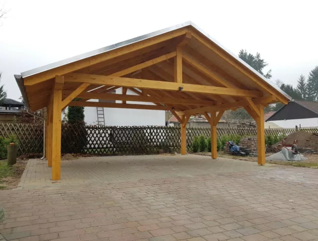 Doppelcarport Satteldach 6m x 6m 16er Pfosten